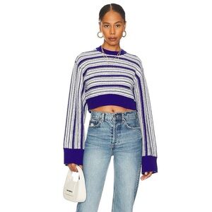 Lovers + Friends Blue and White Knit Sweater